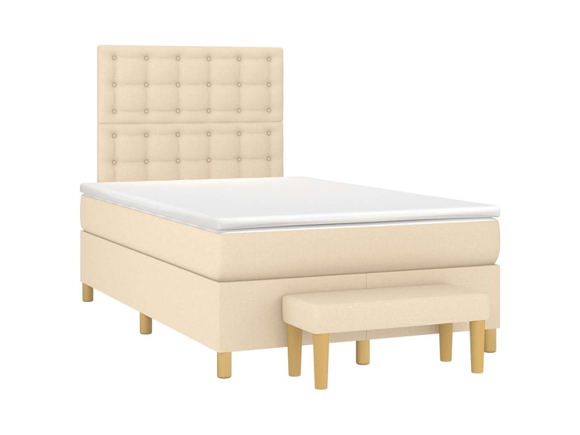 Vidaxl Cama Boxspring Com Colchão 120x190 Cm Tecido Cor Creme