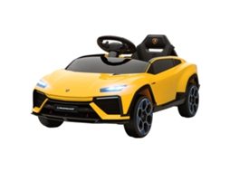 Carro Elétrico Infantil 12v Amarelo (controle Remoto 2.4ghz, 2 Motores, Buzina, Led, Música, 101x49x43cm)
