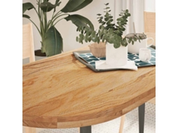 Vidaxl Tampo De Mesa 140x60x4 Cm Carvalho Maciça Oval Castanho-claro
