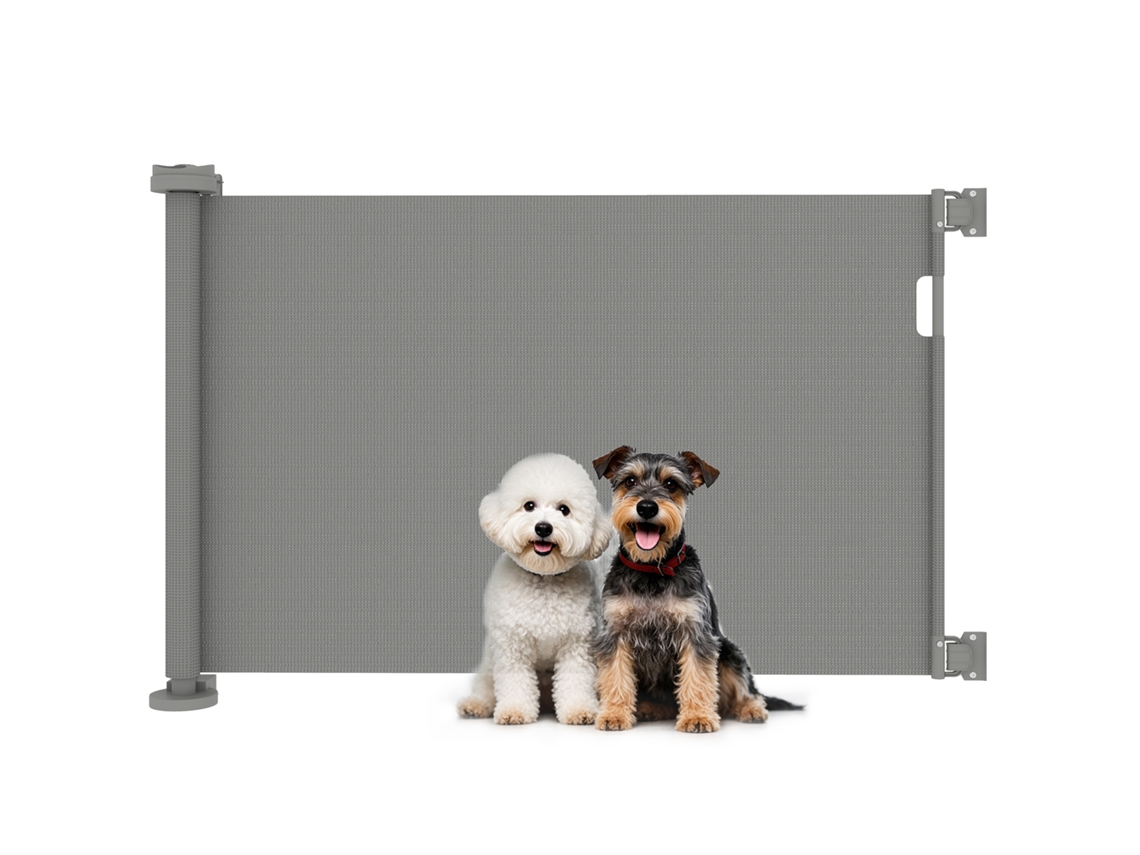 Barreira Segurança Retrátil Com Interruptor Para Portas E Corredores 142x10x87cm Cinza