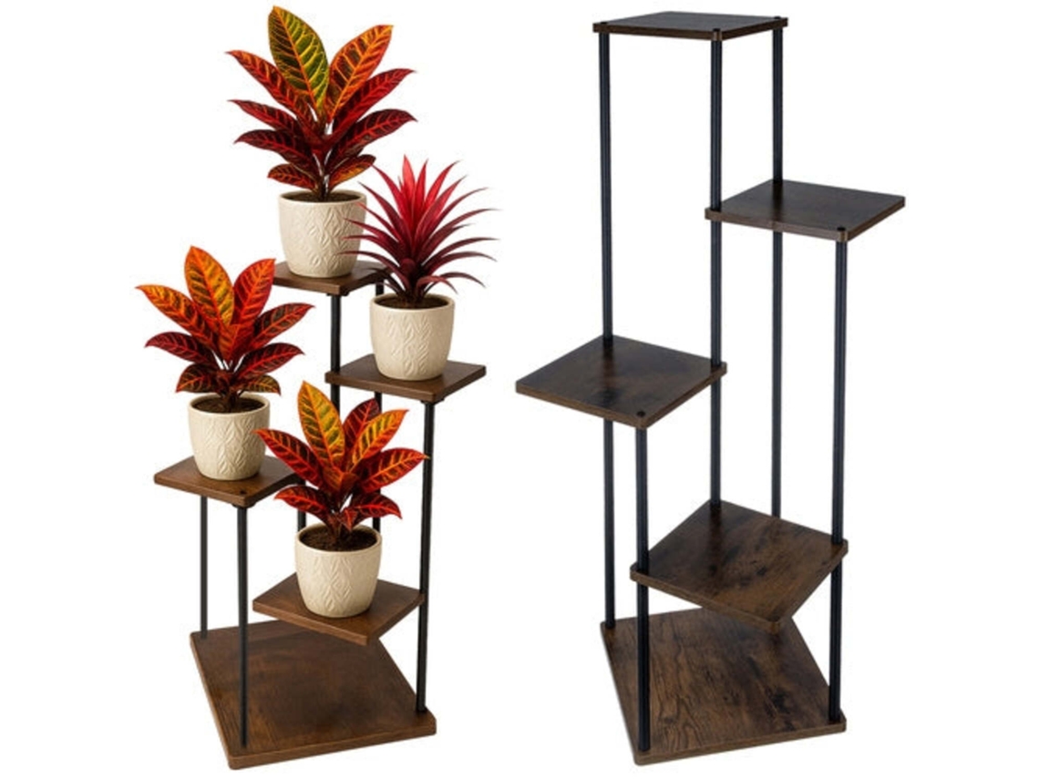 Suporte Para Plantas 107cm Estilo Loft Com 5 Níveis Em Mdf