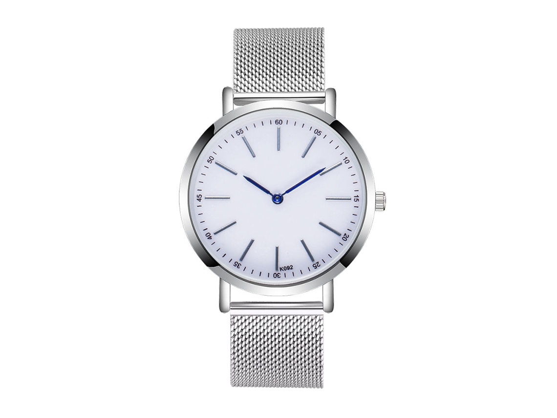 Relógio masculino de pulso em aço, casual, para negócios, quartzo, presente de aniversário K092 Prata