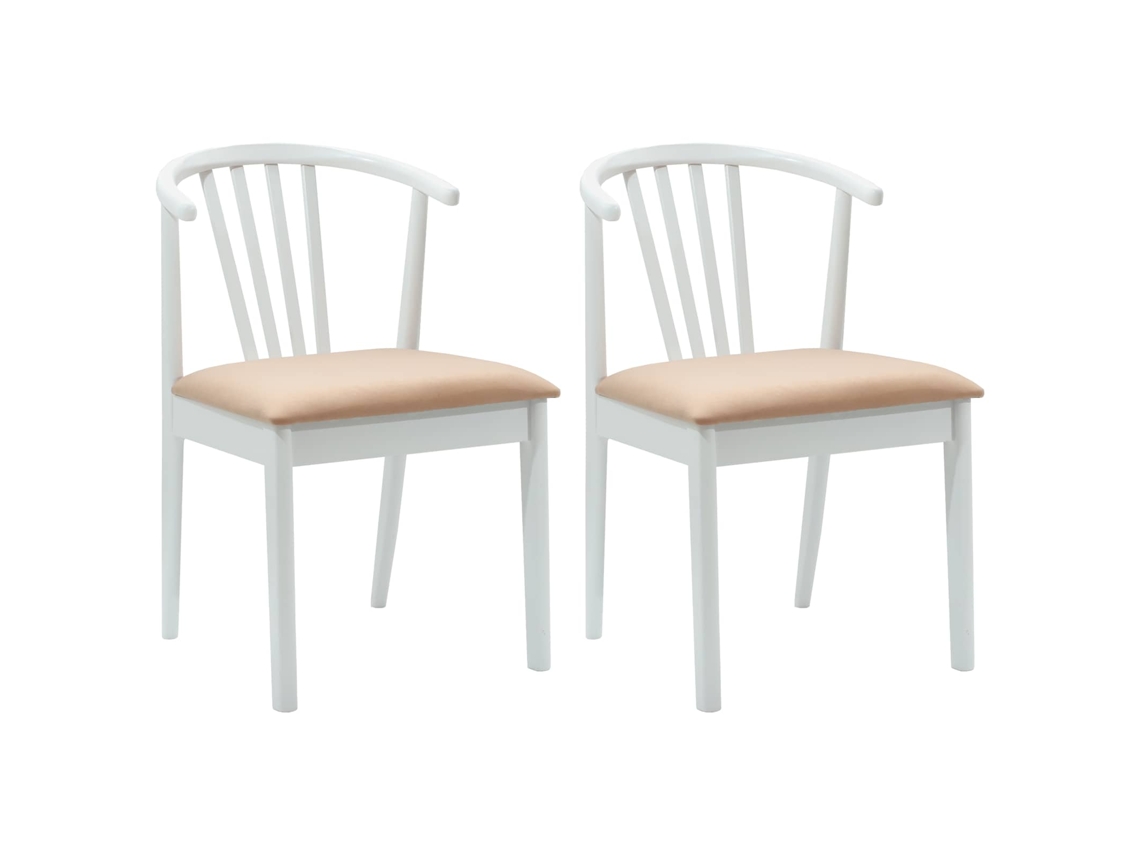 Conjunto 2 Cadeira Vintage Vidaxl Branco Madeira De Seringueira Maciça (51 X 61 X 80,5 Cm)