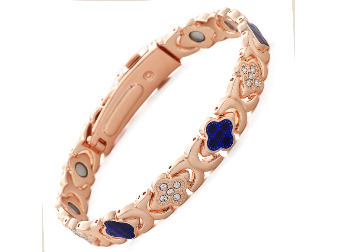 Pulseira De Cobre, Bracelete De Terapia Magnética Trevo Da Sorte (azul Escuro) Spqment