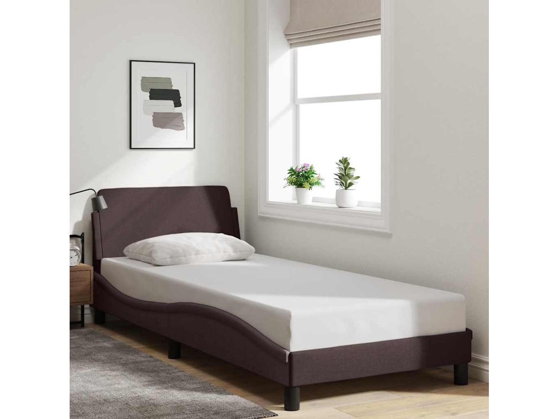 Vidaxl Estrutura De Cama Dover 90x190 Cm Tecido Castanho-escuro
