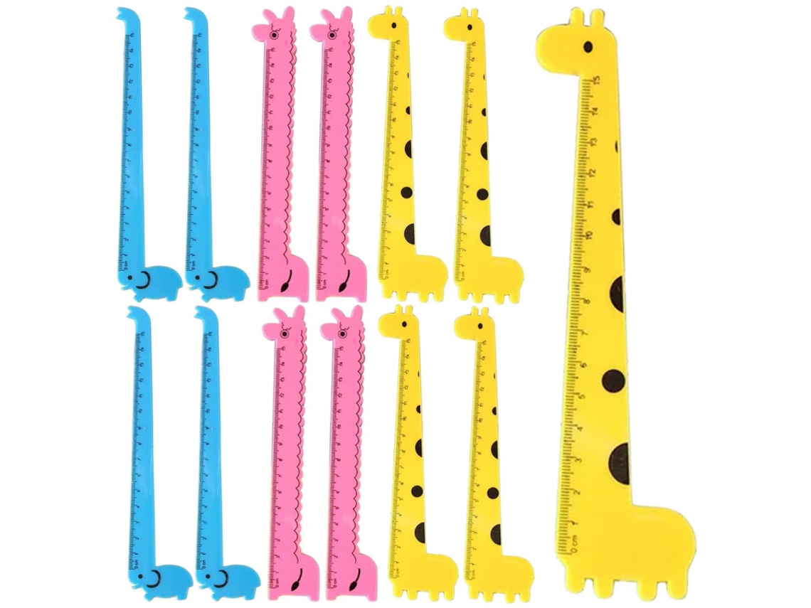Conjunto De 30 Réguas Plástico Em Formato Girafa Cores Aleatórias, Leves E Fáceis De Transportar, Com Design De Desenho