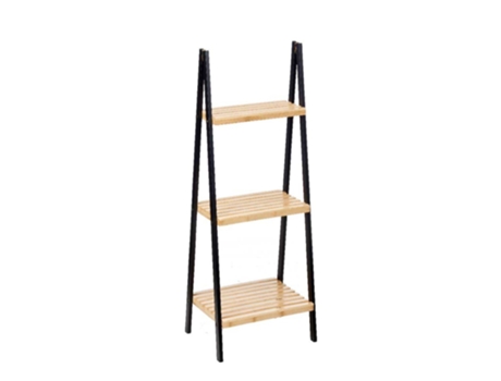 Prateleira de casa de banho em pinho de bambu natural preto 40,3 x 81,5 x 30 cm