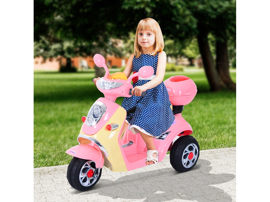 ® Scooter Elétrico Para Criança 3 Anos 6 v Metal + Polipropileno 108 x 51 x 75 cm Rosa/branco
