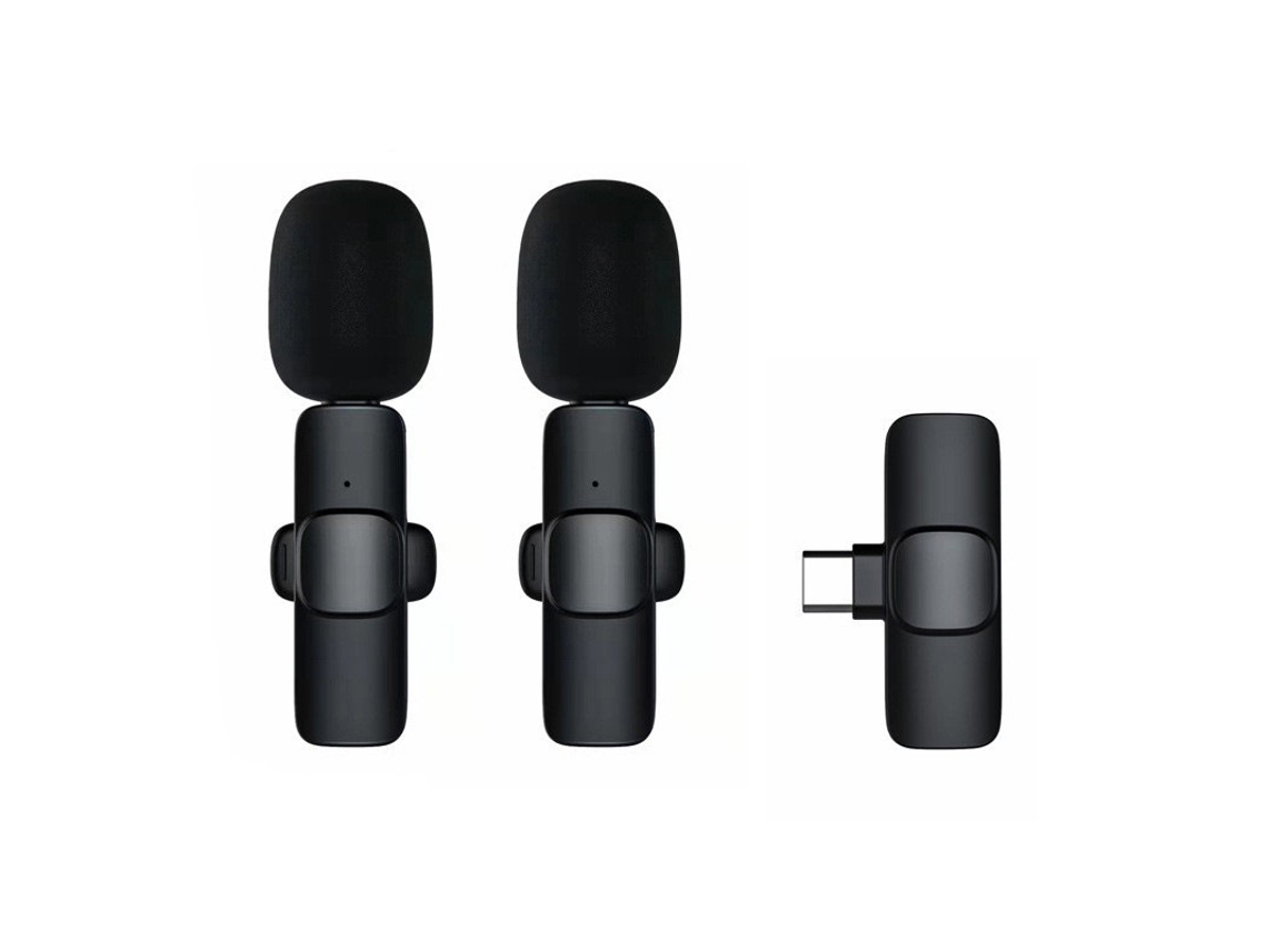 Microfone De Lapela Para Celular Sem Fio Usb C Preto Aquaforge