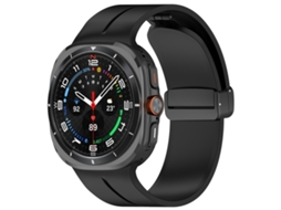 Bracelete para Samsung Galaxy Watch Ultra Silicone Fivela Magnética Dobrável Preta XIAOMOYU (47mm)