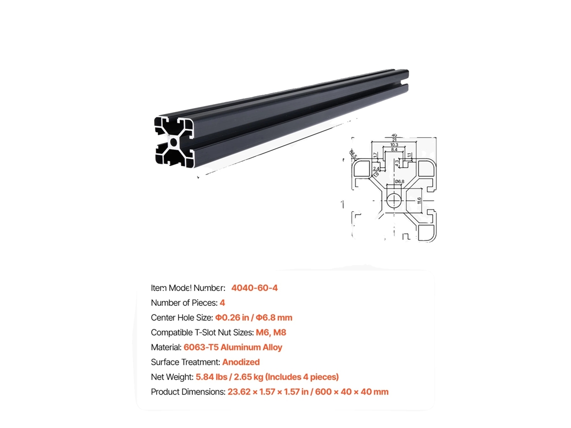 Trilho Linear em Liga de Alumínio com Design Cortado 600mm OEM