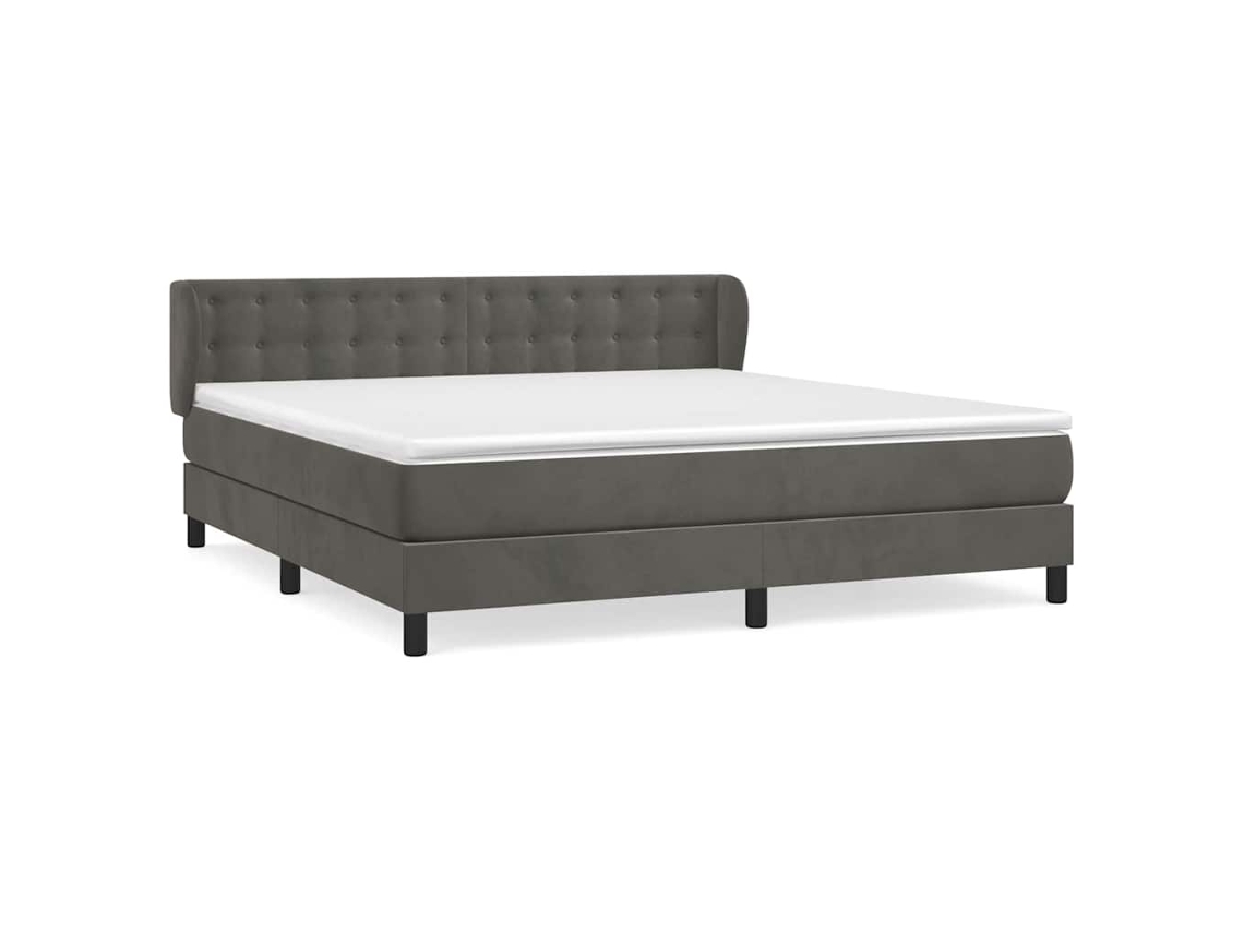 Conjunto 1 Cama Box Spring Vidaxl Cinzeto Veludo (203 X 163 X 88 Cm)