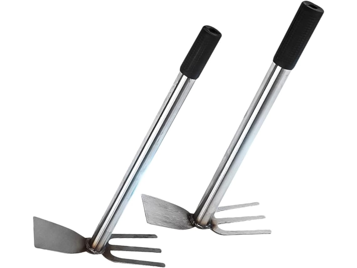 Conjunto De 2 Enxadas De Jardinagem Com Dentes Em Aço Inoxidável