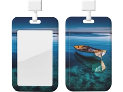 Porta Crachá Blue Water Boat, Protetor De Cartão Vertical Com Cordão, Capa Plástica Impermeável, Estojo Crachá