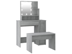 Conjunto Toucador com Leds Madeira Processada Sonoma Cinza MAISON EXCLUSIVE