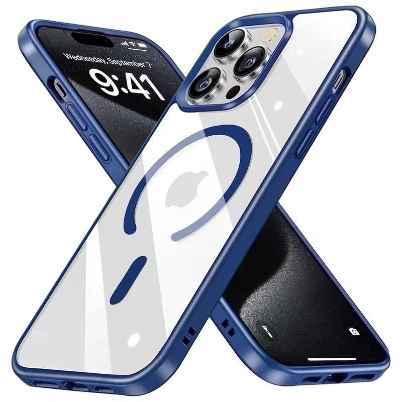 (azul Para Iphone 15 Pro Max) Capa Para Celular Com Função Magnética Sem Fio Magsafe.