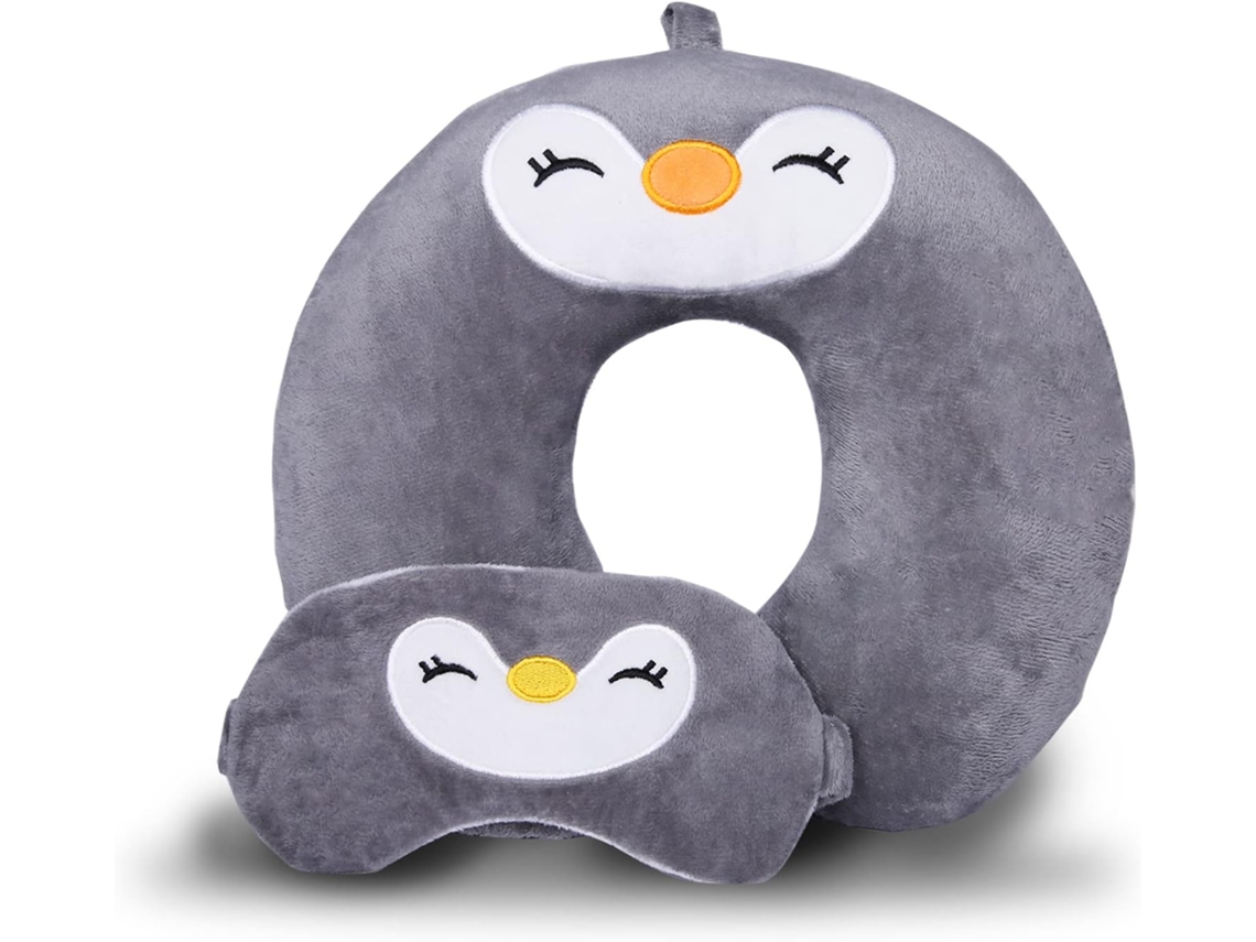Almofada de Viagem Cinza, de Infantil, de Pescoço Fofo AQUAFORGE