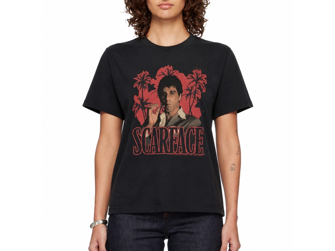 Rockinstone Scarface Movie Red Palms Black Adult T-shirt Size:l