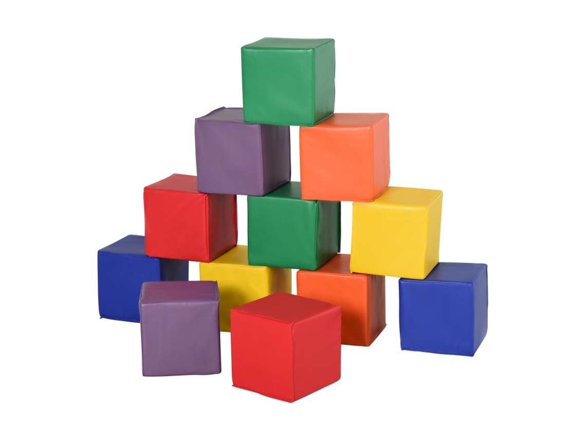 Conjunto 12 Blocos Espuma Construção Infantil Vermelho Amarelo