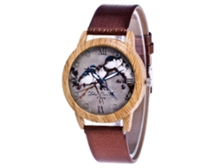 Relógio masculino casual de quartzo com pulseira de couro PU, mostrador redondo, marrom.