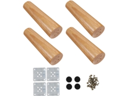 Pés De Mesa Popetpop Em Madeira Seringueira, Estilo Nórdico, Com Design Oblíquo E Afilado, Ideais Para Substituição De