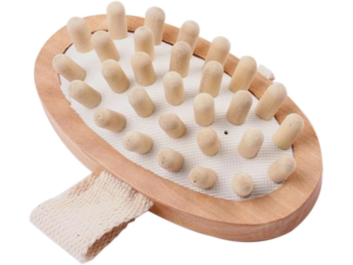 Escova De Banho Madeira Com Bolas Massagem, Acessório Natural Para Esfoliação Corporal, Para Uma Pele Macia E