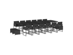 Conjunto de Jantar 17 Pcs para Jardim com Almofadões Vime Pe Preto MAISON EXCLUSIVE (17 pcs)