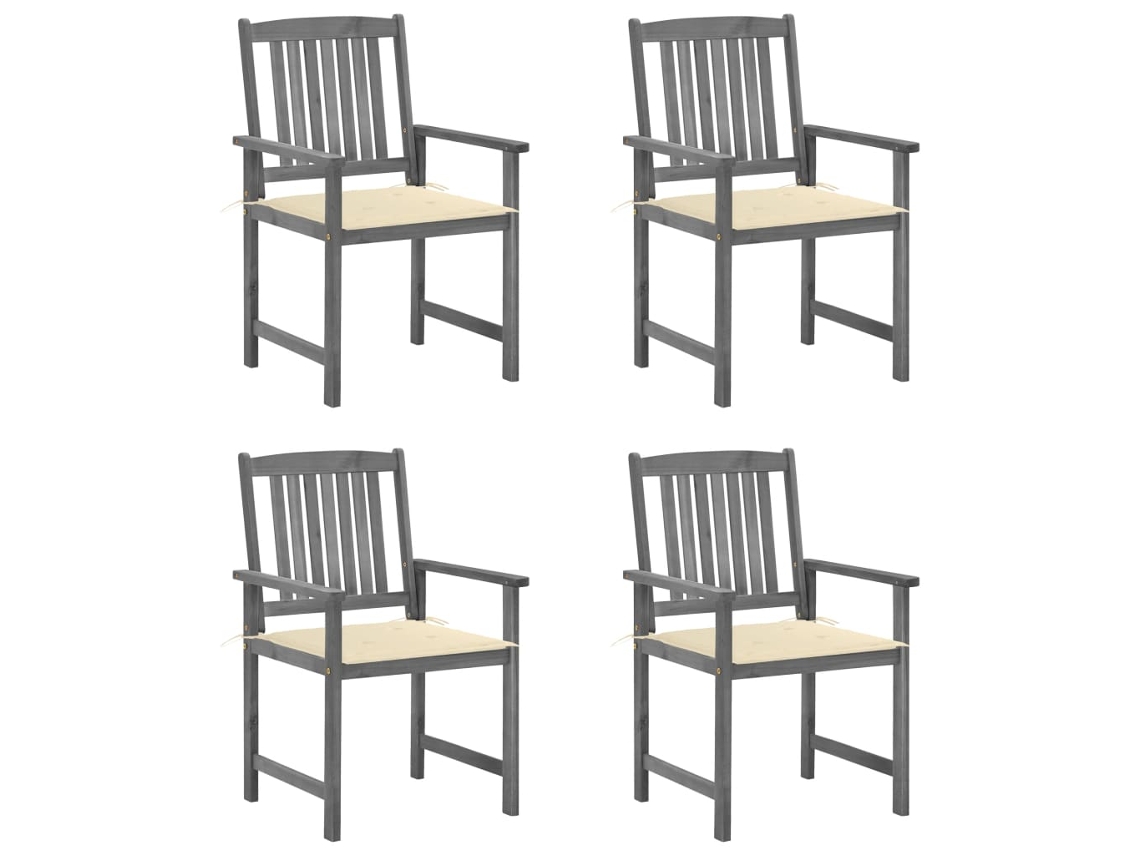 Vidaxl Cadeiras De Jardim Com Almofadões 4 Pcs Acácia Maciça Cinza