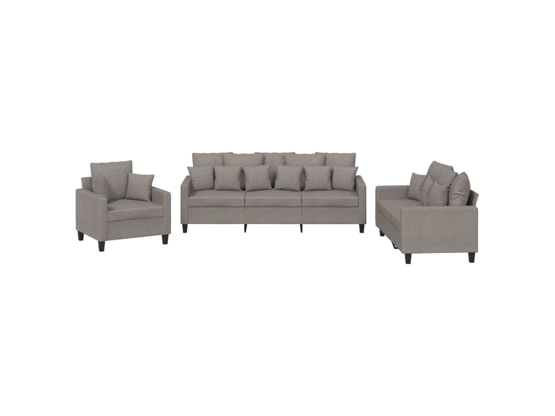 Sofa Set, Sofa Sets Vidaxl Cinzento-acastanhado Tecido (n/a)