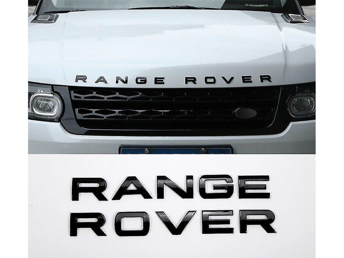 Emblema Range Rover, letras pretas brilhantes, para frente ou traseira