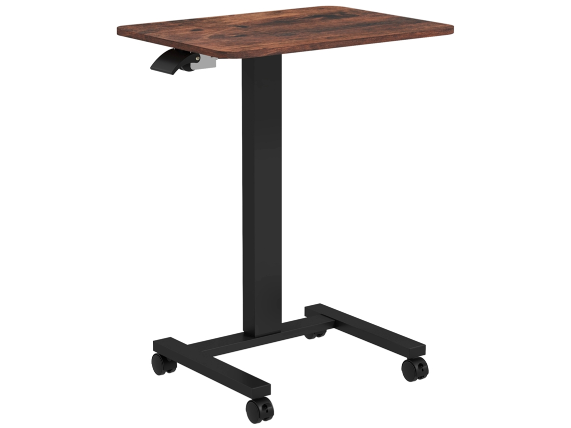 Mesa de Pé Ajustável BTFORUS, para laptop, com 4 rodas, 65x48x108cm, marrom e preto