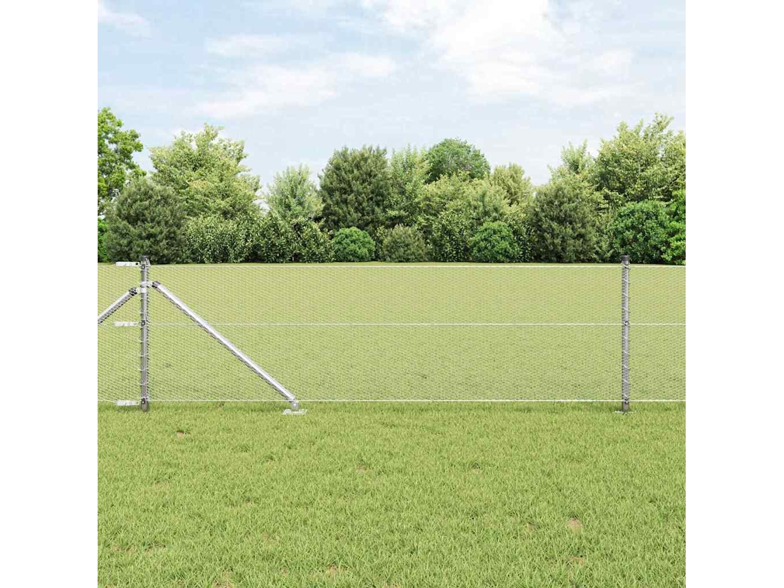 Vidaxl Cerca Hexagonal Com Poste 50 X 0,6 M Aço Galvanizado Prateado