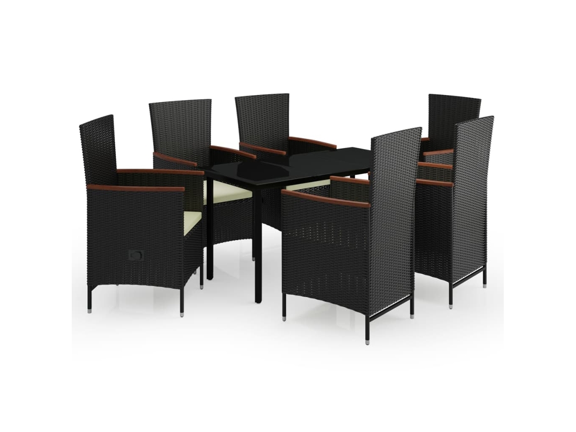 Garden Dining Set, Garden Dining Sets Vidaxl Preto Rattan / Vime (140 Cm Table Length)