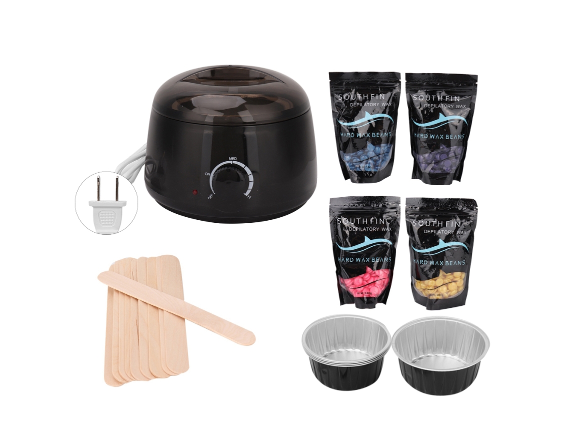 Kit de depilação com aquecedor, espátulas e copo