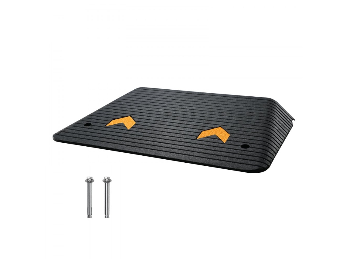 Rampa De Borracha Antiderrapante 10,2 Cm Com Canal Para Carga Até 15 Toneladas Tekmaquinas