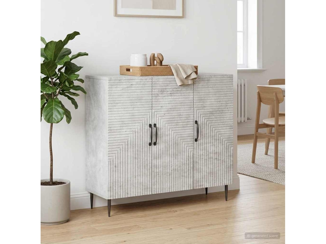 Vidaxl Buffet Cinzento Cimento 89 X 34,5 X 80 Cm Derivados De Madeira