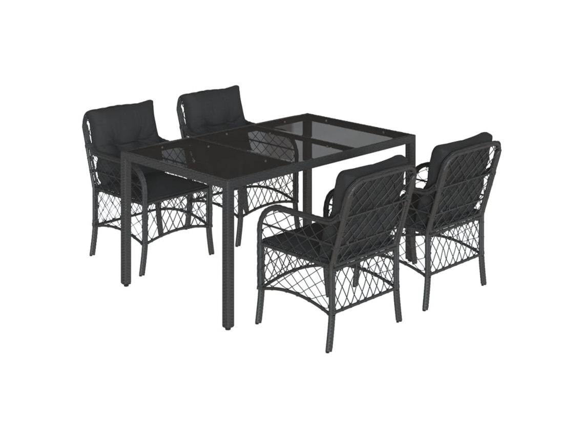 Garden Dining Set, Garden Dining Sets Vidaxl Preto Rattan / Vime (150 Cm Table Length)