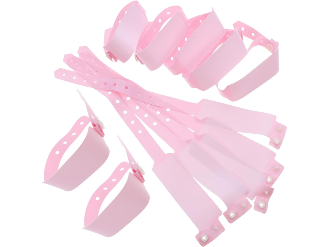 Pulseiras de identificação médica Osaladi para hospitais, pacote com 100 unidades, PVC rosa, resistentes à suspensão.