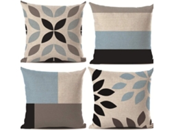 Conjunto De 4 Capas De Almofada De Linho 45x45 Cm, Capa De Almofada Com Padrão Geométrico De Linhas, Capa De Almofada Decorativa Para Sofá De Escritór