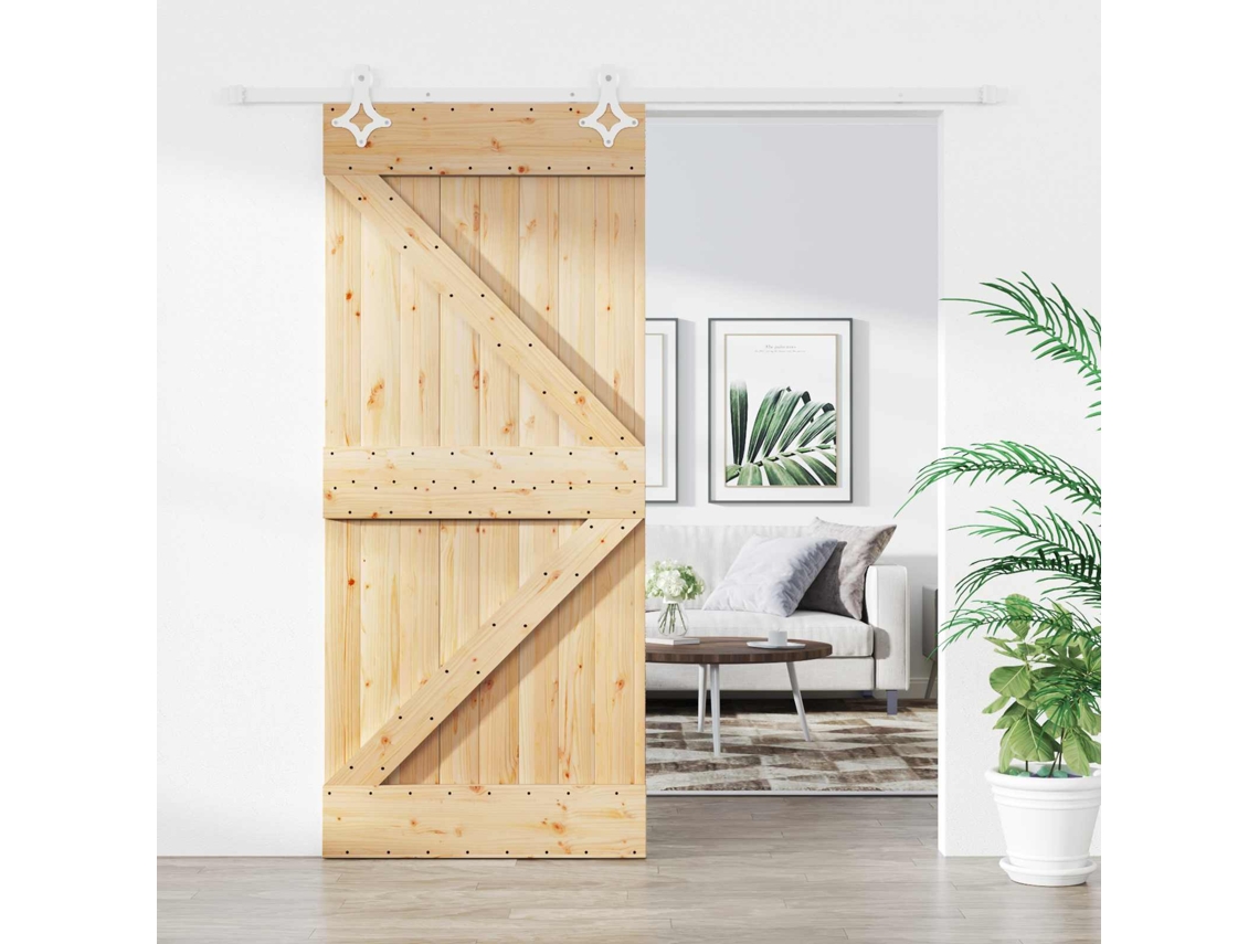 Vidaxl Porta Deslizante Natural E Branco 90 X 210 Cm