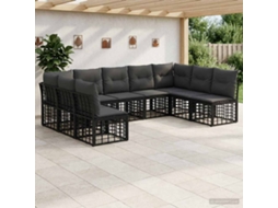 Vidaxl Conjunto De Sofás Para Exterior Preto Poliéster