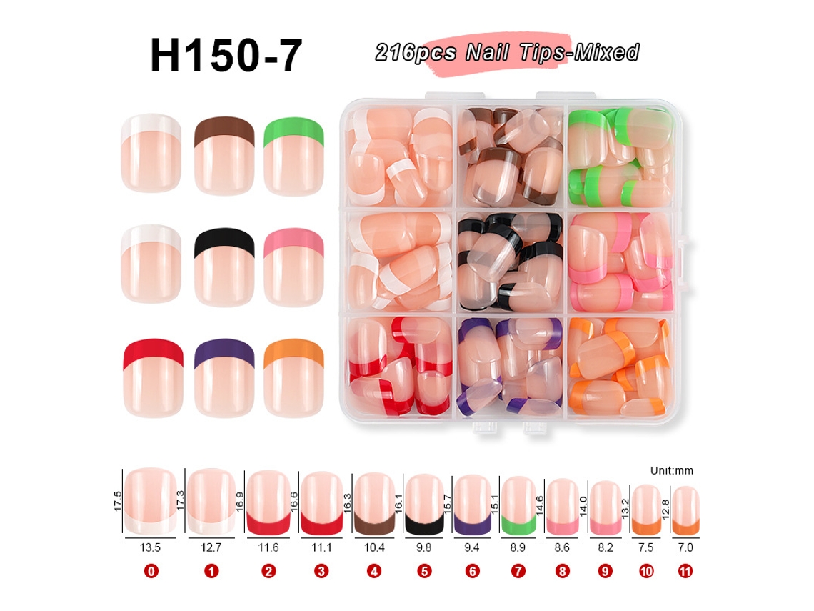 Extensões De Unhas/unhas Postiças (em Caixa)conjunto De 216 Pontas Para Manicure Francesa H150-7