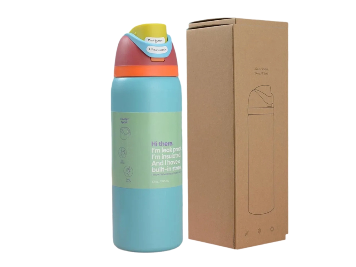 Garrafa Térmica em Aço Inoxidável Com Canudo 32 Oz