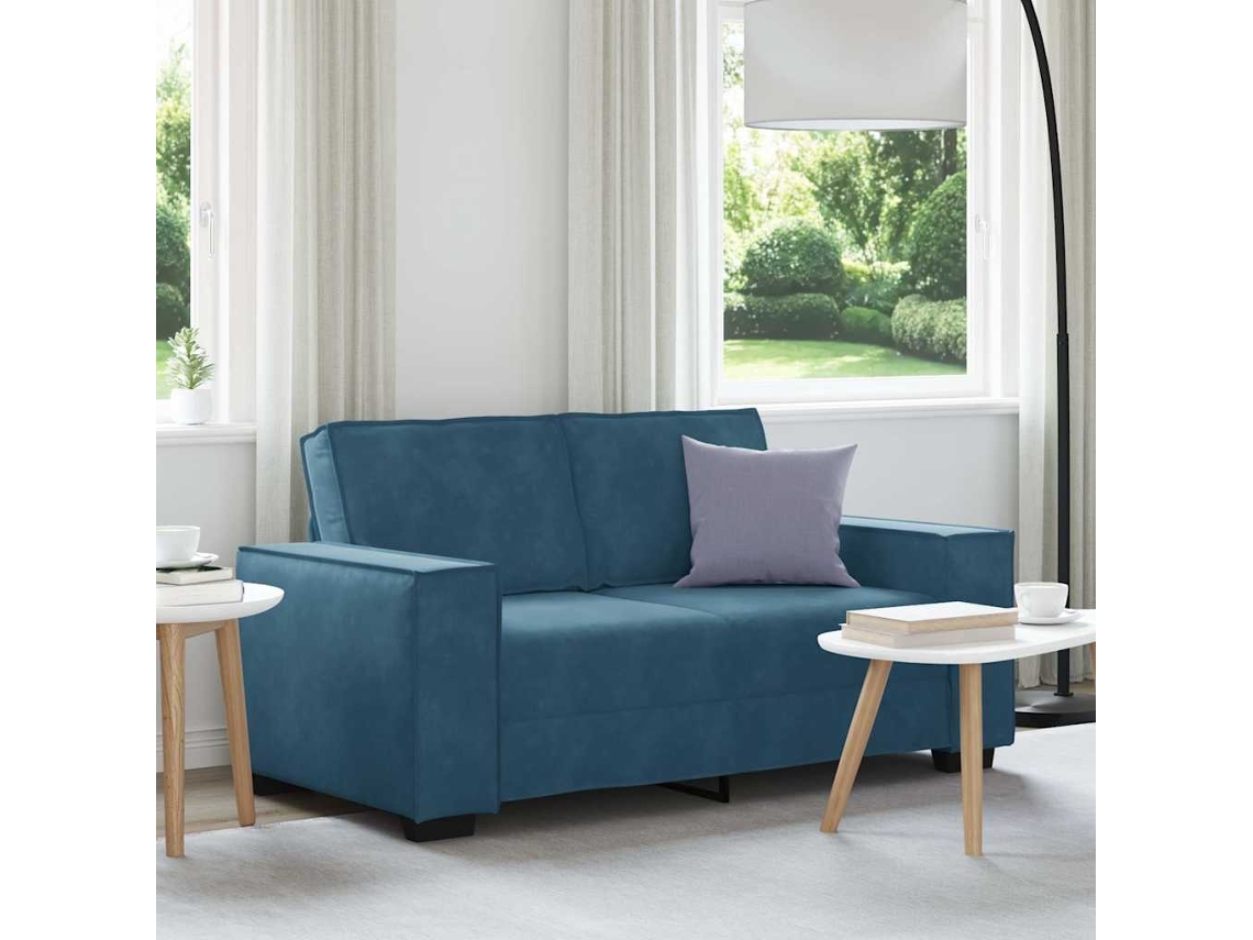 Vidaxl Sofá De 2 Lugares Veludo 160x78x84 Cm Azul