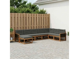Vidaxl Conjunto De Sofás Para Exterior 8 Unid. Natural E Antracite