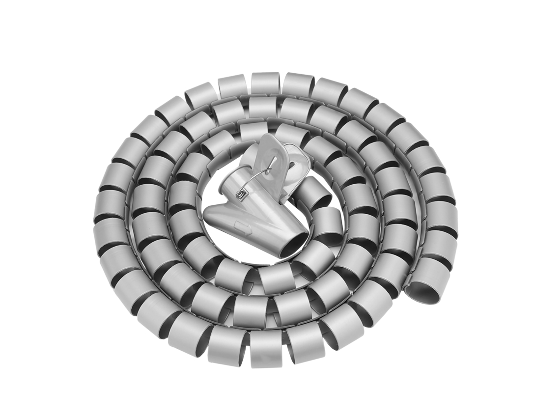 Organizador de Cabos em Espiral, Proteção de Cabos, 1,5 M x 28 mm, Prateado | S/MARCA