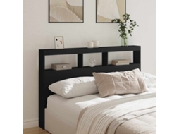 Vidaxl Armário De Cabeceira Com Luzes Led 160x17x102 Cm Preto