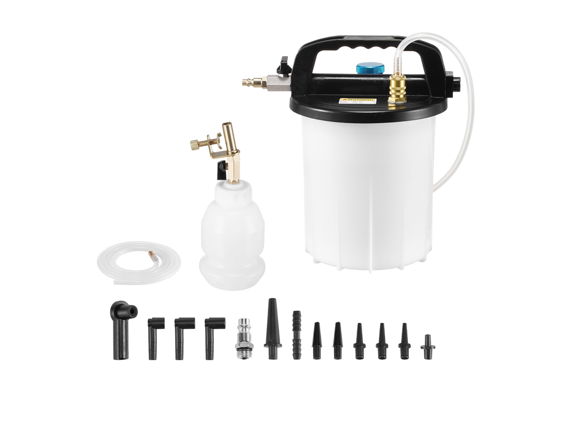 Kit de Sangria Freios, Extrator Líquido Freios 3 L com Garrafa Recarga Sifão 1 e 13 Conectores Mangueira, Mangueira Silicone Estendida Manopla, 265 X