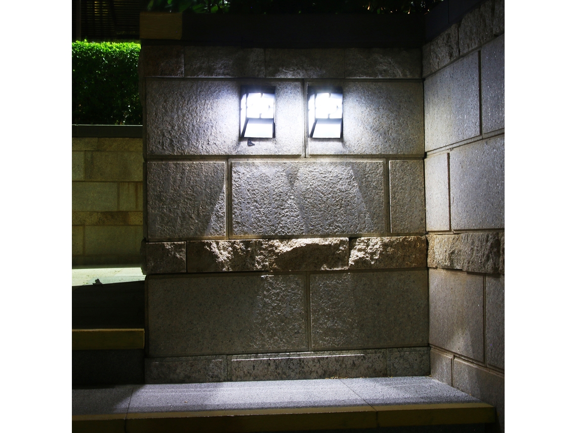 Luzes de Parede Solar 2 Leds Ip44 Exterior Decorativa com Auto On/off para Jardim Kit de 4 ARTES MARCA
