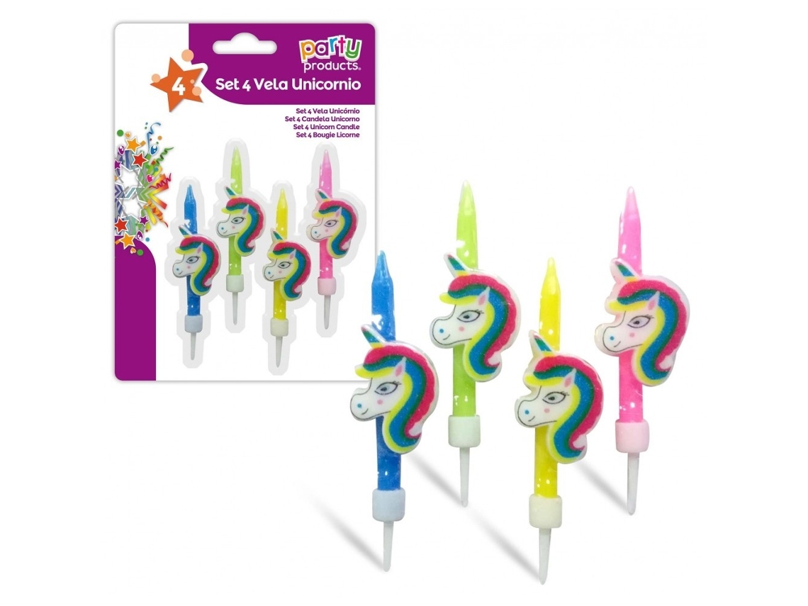 Conjunto de 4 velas de aniversário de unicórnio GENÉRICO